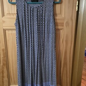 Perceptions Navy and White Chain Pattern Dress